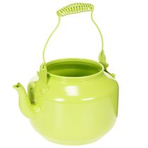 Artikel Dekorative Teekanne aus Metall als Blumenvase Ø12 cm Apfelgrün