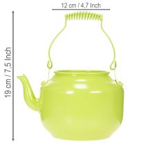 Artikel Dekorative Teekanne aus Metall als Blumenvase Ø12 cm Apfelgrün