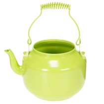 Artikel Dekorative Teekanne aus Metall als Blumenvase Ø12 cm Apfelgrün