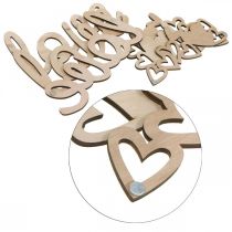 Artikel Herzen „Love“ Holzdeko Natur mit Magnet, 20,5cm / 25cm, 6 Stück