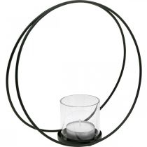 Dekoring Windlicht Metall Kerzenhalter Schwarz Ø28,5cm