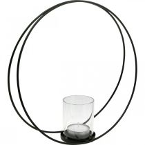 Artikel Dekoring Kerzenhalter Metall Schwarz Ø35cm mit Glaszylinder