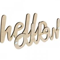 Artikel Holz-Dekoschilder mit Blumenmotiv und „Hello“-Schriftzug, Natur, 18/19,5 cm, 6-teilig
