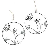 Artikel Dekoring Metall Hängedeko Schwarz Blumen Ø23cm 2 St