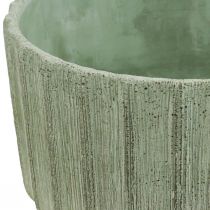 Dekoschale Grün Keramik Retro gestreift Ø20cm H11cm