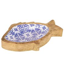 Artikel Dekoschale Holz Fisch Deko Natur Blau Weiß 18×11×3cm