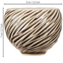 Artikel Dekoschale Keramik Spiraldesign Beige Braun Ø9cm 4 Stück