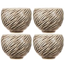 Artikel Dekoschale Keramik Spiraldesign Beige Braun Ø9cm 4 Stück