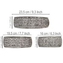 Artikel Dekoschale Metall Grau Weiß Muster Ø16/19,5/23,5cm 3er-Set