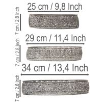 Artikel Dekoschalen-Set Metall Oval Silber-Grau Florales Muster 25,5/29/34,5cm