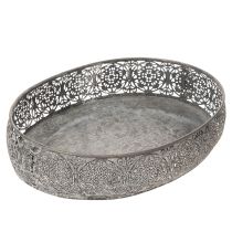 Artikel Dekoschalen-Set Metall Oval Silber-Grau Florales Muster 25,5/29/34,5cm