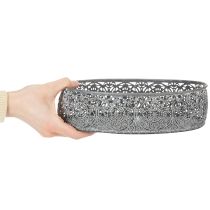 Artikel Dekoschalen-Set Metall Oval Silber-Grau Florales Muster 25,5/29/34,5cm