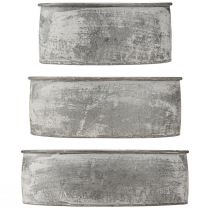 Artikel Dekoschale Metall Steckschale Oval Grau L22,5/19,5/16cm 3er-Set