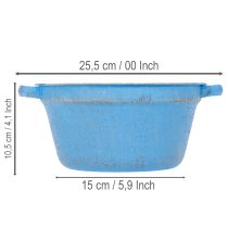 Artikel Dekoschale Metall Blau Ø21cm H10,5cm mit Henkeln