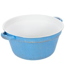 Artikel Dekoschale Metall Blau Ø21cm H10,5cm mit Henkeln