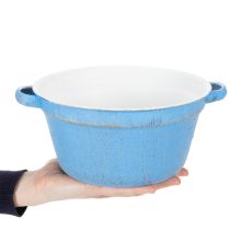 Artikel Dekoschale Metall Blau Ø21cm H10,5cm mit Henkeln