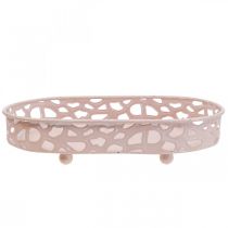 Artikel Metallschale Ovale Dekoschale mit Füßen Rosa Weiß 30×18cm