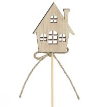 Artikel Dekostecker Weihnachten Holzhäuser 4,5x5cm 12 Stk, Naturfarben