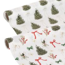 Artikel Dekostoff Weihnachten, 35 cm x 120 cm, Tannenbäume und Schleifen, 2 Rollen