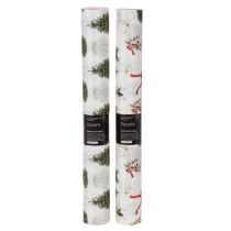 Artikel Dekostoff Weihnachten, 35 cm x 120 cm, Tannenbäume und Schleifen, 2 Rollen