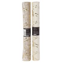 Artikel Tischband Dekostoff Polyester 120x35 cm Beige Creme mit Goldenen Schleifen