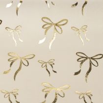 Artikel Tischband Dekostoff Polyester 120x35 cm Beige Creme mit Goldenen Schleifen