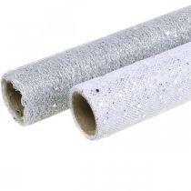 Tischband Dekostoff Grau Silber x 2 sortiert 35x200cm