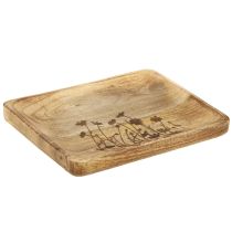 Artikel Dekotablett Mangoholz mit Blumenmuster Tablett 25×20cm