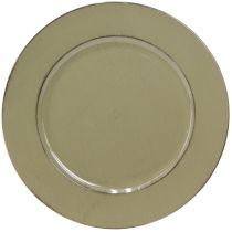Artikel Dekoteller Grün Plastikteller Vintage Moosgrün Braun Ø33cm