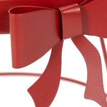 Artikel Dekotablett Set 2-teilig aus Metall Rot mit Schleife Ø 30 cm und 25 cm