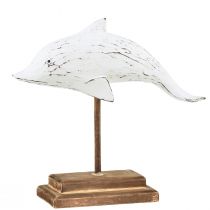 Delphin Deko Albasia Maritime Holzdeko Weiß 28×6,5×26cm