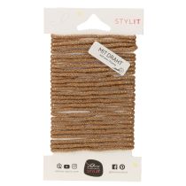 Artikel Wollkordel mit Draht Braun-Gold 5 m x 5 mm für Deko und Bastelarbeiten