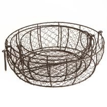 Artikel Drahtkorb Schale mit Henkel Metall Braun Ø35/30/25cm 3er-Set für Dekoration