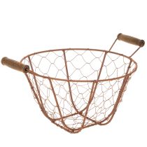 Artikel Drahtkorb Rund Metall Ø22cm Rostoptik mit Holzgriffen