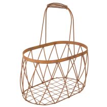 Artikel Drahtkorb oval mit Henkel aus Metall rostfarbig 30/25 cm 2er-Set für Garten und Dekoration