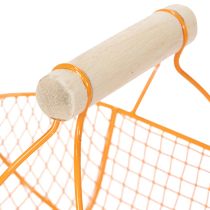 Artikel Drahtkorb mit Holzgriff aus Metall 17cm Orange, Gelb, Rot Dekoration und Aufbewahrung 6 Stück