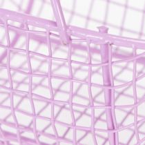 Artikel Drahtkörbe mit Holzgriff, Metall, 17 cm, Rosa/Lila, 6er-Set