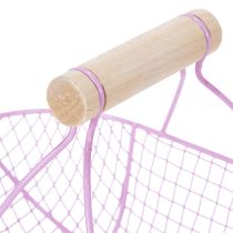 Artikel Drahtkörbe mit Holzgriff, Metall, 17 cm, Rosa/Lila, 6er-Set