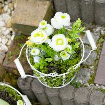 Artikel Drahtkorb rund Weiß 30 cm Metall mit Griffen für Garten und Dekoration