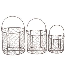 Artikel Drahtkörbe Set aus Metall für Dekoration oder Garten 25 cm Braun