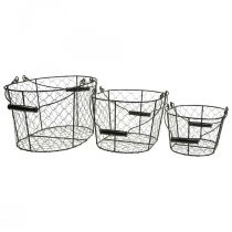 Artikel Drahtkorb 3er-Set Schwarz Metall mit Griffen 35/31/27cm