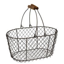 Drahtkorb oval mit Henkel 27x16,5cm H13,5cm Braun