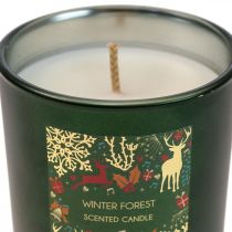 Duftkerze Weihnachten Winterwald Kerzenglas Grün Ø7/H8cm