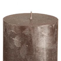 Artikel Durchgefärbte Stumpenkerzen Braun Kupfer Metallic 70x80mm 4er Set