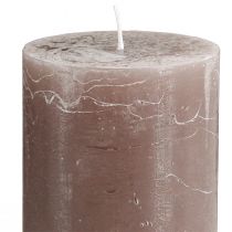 Artikel Stumpenkerzen Zylinder durchgefärbt 70×120 mm Rauchbraun 4er-Set