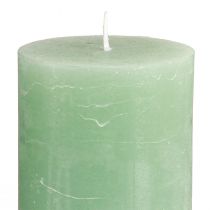 Artikel Jadefarbene Stumpenkerzen durchgefärbt 70x120mm 4er Set