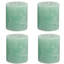 Artikel Durchgefärbte Stumpenkerzen Grün Jade 70×80mm 4er Set für Dekoration und Entspannung
