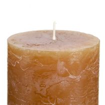 Artikel Durchgefärbte Stumpenkerzen Karamell 70x80mm, 4er-Set für Dekoration und Advent
