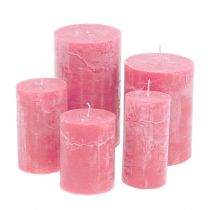 Durchgefärbte Kerzen Rosa unterschiedliche Größen