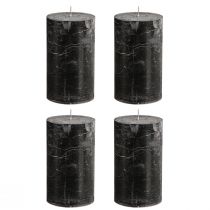 Artikel Schwarze Stumpenkerzen Durchgefärbt 70×120mm 4er Set - Rustikale Dekokerzen für stilvolle Tischdeko & Ambiente